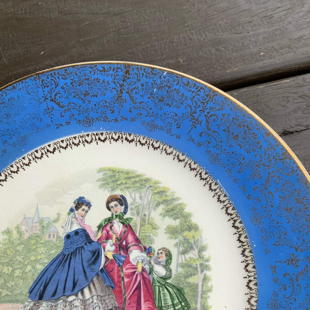 Vintage Century By Salem 23 Karat Gold Filigree 11” Victorian Women Plate USA - Picture 3 of 6